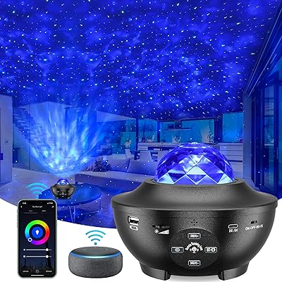 Projecteur galaxy, projecteur d'étoiles wifi avec commande vocale alexa google assistant, projecteur