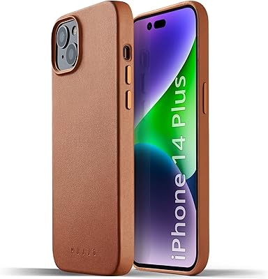 Coque entièrement en cuir mojo pour iphone 14 plus avec magsafe (beige foncé)