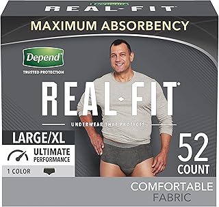 Sous-vêtements d'incontinence depend real fit pour hommes, ultra absorbants, l/xl, noir