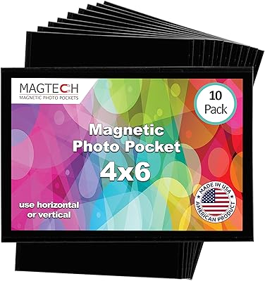 Cadre photo magnétique majetic avec pochette photo, noir, peut contenir des photos
