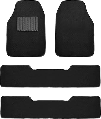 Tapis de sol pour voiture à 3 rangées fh group, noir, convient à