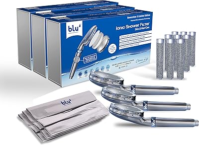 Filtre de douche ionique bleu soins de la peau et des cheveux élimine