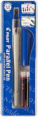 Jeu de stylos plume parallèles pilot, 6,0 mm avec cartouches d'encre noire