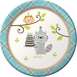 Assiettes à déjeuner creative converting happy woodland pour garçons, 8 pièces