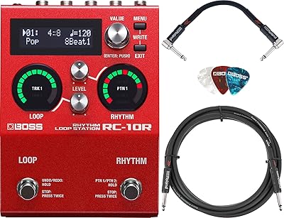 Ensemble de pédales à boucle rythmique boss rc-10r avec câble d'instrument, câble patch