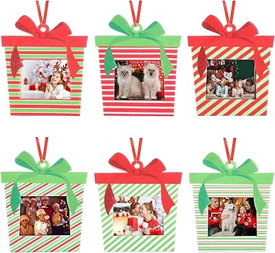24 pièces décorations de photo de noël cadre boîte cadeau ornements photo cadres