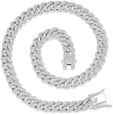 Collier à maillons cubains miami, collier en diamant et zircone cubique, bijoux hip