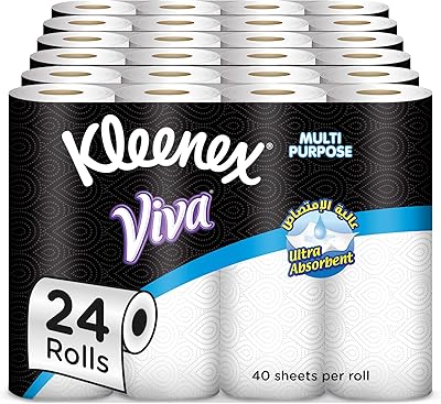 Serviette de cuisine kleenex, multi-usages, 2 épaisseurs, 40 feuilles x 24 rouleaux
