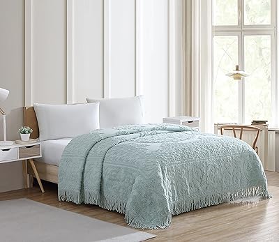 Couvre-lit en chenille médaillon beatrice home fashions pleine taille bleu