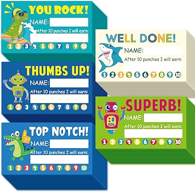 Cartes perforées de comportement goji pour les enfants en classe à l'école la maison