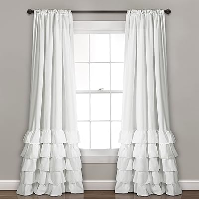 Lush decor, ensemble de rideaux de fenêtre à volants allison blanc pour salon