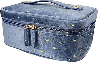 Ofrank trousse à cosmétiques en velours vintage, trousse de maquillage de voyage portable et élégante, trousse de toilette pour femmes et filles, motif étoile, bleu, trousse de maquillage. Diaytar : Votre destination shopping préférée au Sénégal