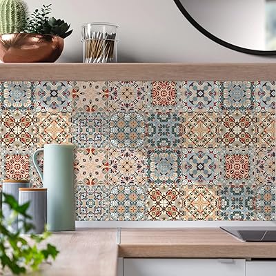 Horioy 24 pièces autocollants de carrelage en pvc imperméables à l'huile