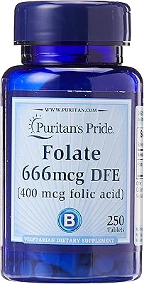 Comprimés d'acide folique puritan's pride 400 microgrammes 250 comprimés