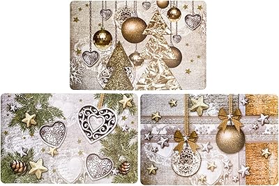 Pack de 12 sets de table de noël, 3 modèles différents pour la décoration