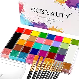 Ccbeauty professional 36 couleurs kit de peinture pour le visage et le corps, la plus grande palette de peinture pour le visage hypoallergénique à base d'huile avec 10 pinceaux pour halloween sfx effets spéciaux cosplay costume maquillage. Électroménager, mode, beauté... Diaytar a tout en stock