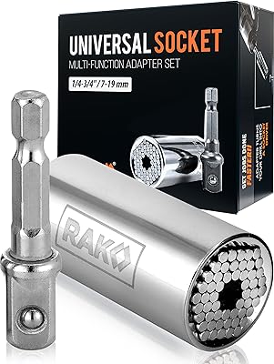 Poignée de douille universelle rak (7-19 mm) cliquet multifonction et adaptateur