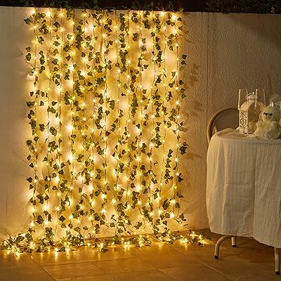 Guirlande lumineuse extérieure en rotin 100 led, motif végétal réaliste de 32,8 pieds