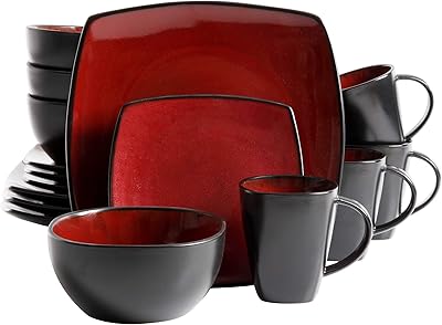 Ensemble de couverts carrés 16 pièces gibson soho lounge, rouge