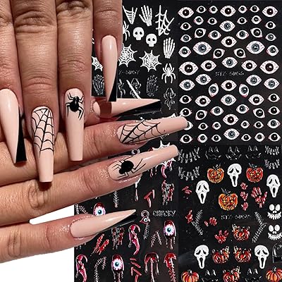 Autocollants pour ongles à motifs d'halloween 5d autocollants pour nail art citrouille