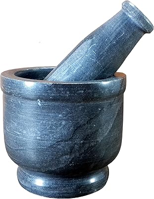 Ensemble mortier et pilon en pierre naturelle clio broyeur à épices et presse-purée