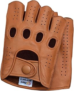 Gants en cuir demi-doigts sans doigts à coutures inversées pour hommes pour la conduite
