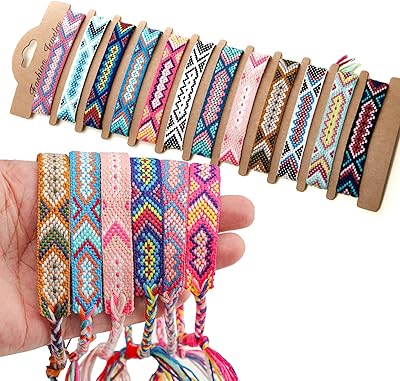 12 pièces de bracelets d'amitié tissés réglables pour femmes, enfants et filles