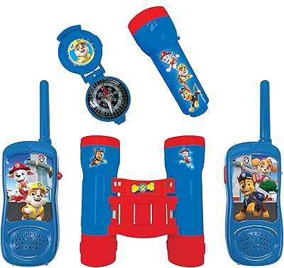Lexi book paw patrol chase - pack aventure pour enfants, talkie-walkie, jumelles, boussole