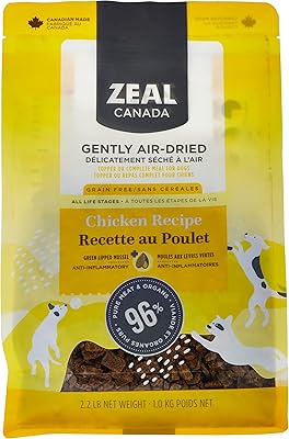 Nourriture pour chiens séchée à l'air sans céréales zeal canada recette de poulet