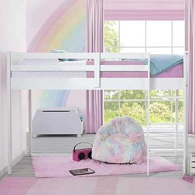 Lit mezzanine double delta pour enfants avec garde-corps et échelle