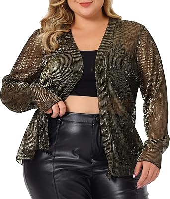 Cardigan grande taille pour femme ouvert sur le devant veste cardigan