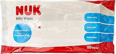 Lingettes humides nuk pour bébé (paquet de 80 pièces) triple paquet, blanc, 3