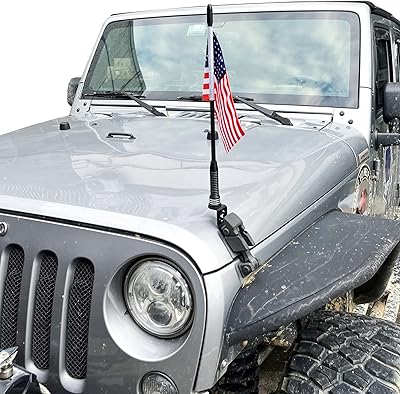 Drapeau rerpro avec support de mât et montage pour jeep wrangler