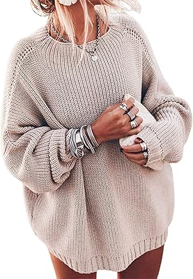 Pull surdimensionné à manches chauve-souris pour femme, pull en tricot épais à col