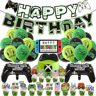 Ensemble de décorations d'anniversaire sur le thème du jeu vidéo, décorations de fête
