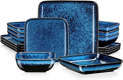 Vaisselle carrée vancasso 16 pièces composée d'assiettes et de bols en céramique