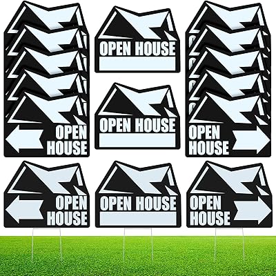 15 pièces 18 x 14 pouces panneaux de porte ouverte pour l'immobilier grand agent immobilier en plastique ondulé avec flèches panneau immobilier double face avec piquet panneau directionnel porte ouverte pour jardin (noir). Diaytar Sénégal : Qualité garantie, prix imbattables, livraison rapide