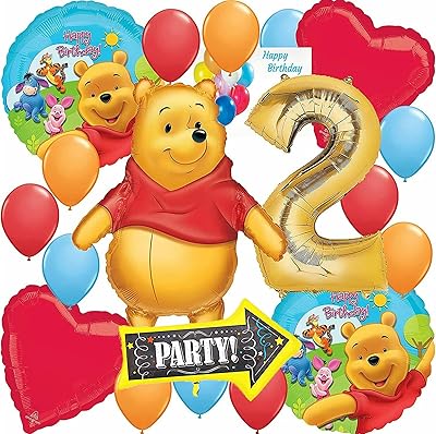 Ballons d'anniversaire sous licence anagram, winnie l'ourson personnalisé, ensemble thématique, accessoires de fête