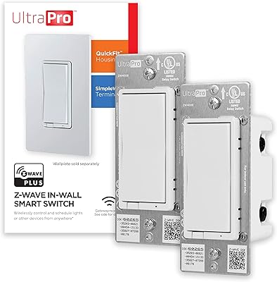 Interrupteur à bascule intelligent ultrapro z-wave avec quickfit et simplewire, prêt à 3