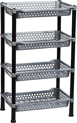 Rack de rangement en plastique polyvalent royalford à 4 couches, couleurs assorties, rf10410