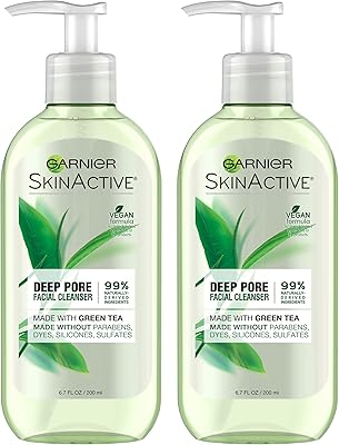 Garnier skin active nettoyant visage au thé vert pour peaux grasses 190 ml