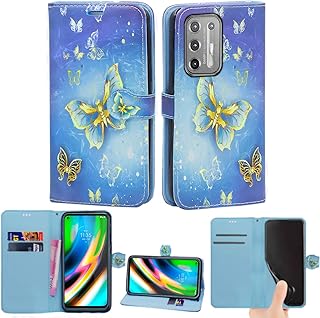 Coque moto g9 plus étui portefeuille magnétique fin en cuir pu avec porte-cartes