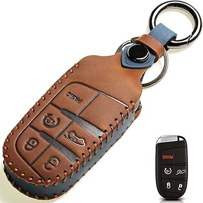 Couvercle de clé de voiture en cuir adapté pour jeep grand cherokee