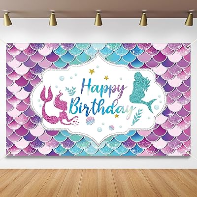 Bannière de fond joyeux anniversaire sirène bannière d'anniversaire sous la mer pour filles