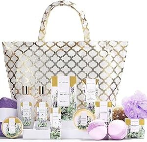 Paniers-cadeaux spa luxetique lavande spa pour femmes, paniers-cadeaux luxueux de 15 pièces avec sac fourre-tout spa, meilleurs coffrets cadeaux pour femmes - coffret cadeau spa de luxe à domicile avec savon, barre de shampoing, gommage corporel, bonnet pour cheveux secs.. Diaytar : Le premier choix des acheteurs avisés