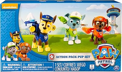 Ensemble de 3 figurines de chiot paw patrol action pack - édition 2