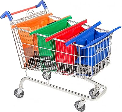 Sacs de courses à roulettes réutilisables v2com - ensemble de 4 sacs à