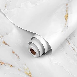 Papier peint à décoller et à coller en marbre anmon, motif marbre blanc