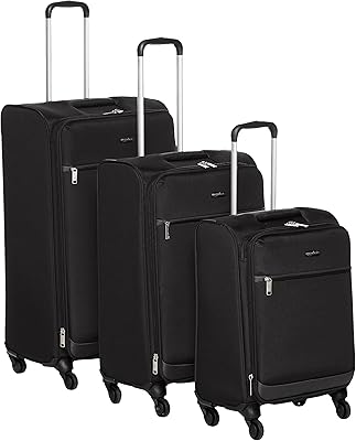 Bagage à roulettes souple amazonbasics, noir, ensemble de 3 pièces
