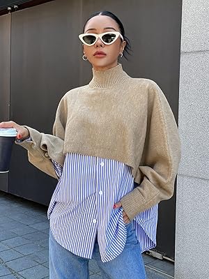 Pull à manches chauve-souris et col haut psampa sans chemisier pulls pour dames